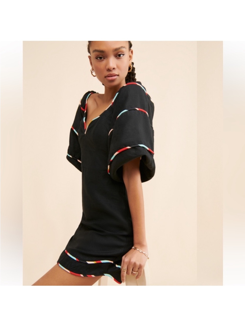 FARM Rio Black Colored Stripes Mini-Dress - Picture 4 of 16
